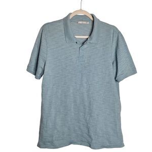 Vince Mens Blue Cotton Polo Short Sleeve Golf Outdoors Sporty Large